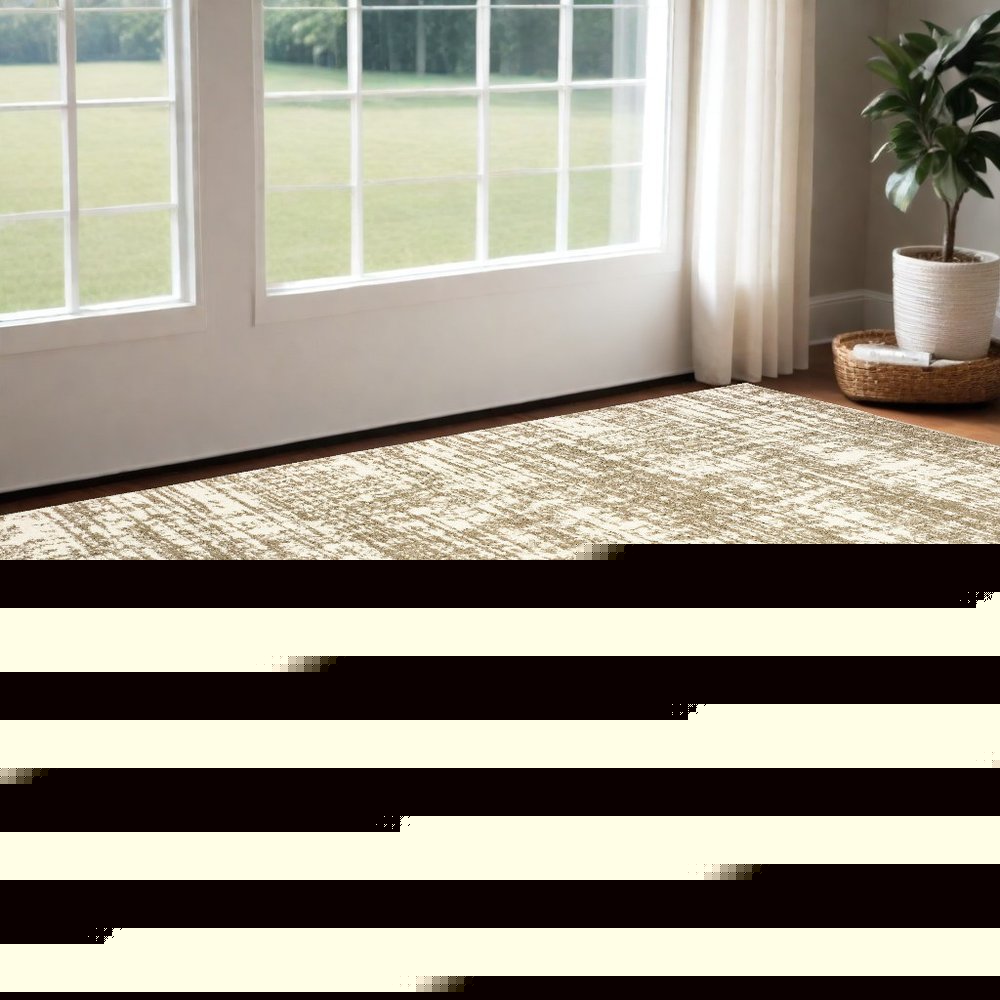 2' X 3' Ivory And Gray Abstract Strokes Scatter Rug