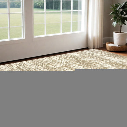2' X 3' Ivory And Gray Abstract Strokes Scatter Rug