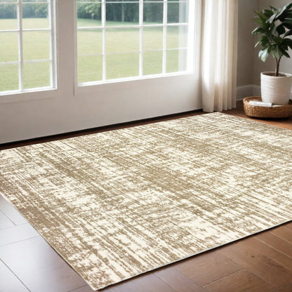 2' X 3' Ivory And Gray Abstract Strokes Scatter Rug