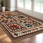 2' X 3' Brown And Red Ikat Patchwork Scatter Rug