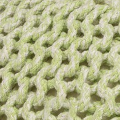 19" Green Wool Round Pouf Ottoman