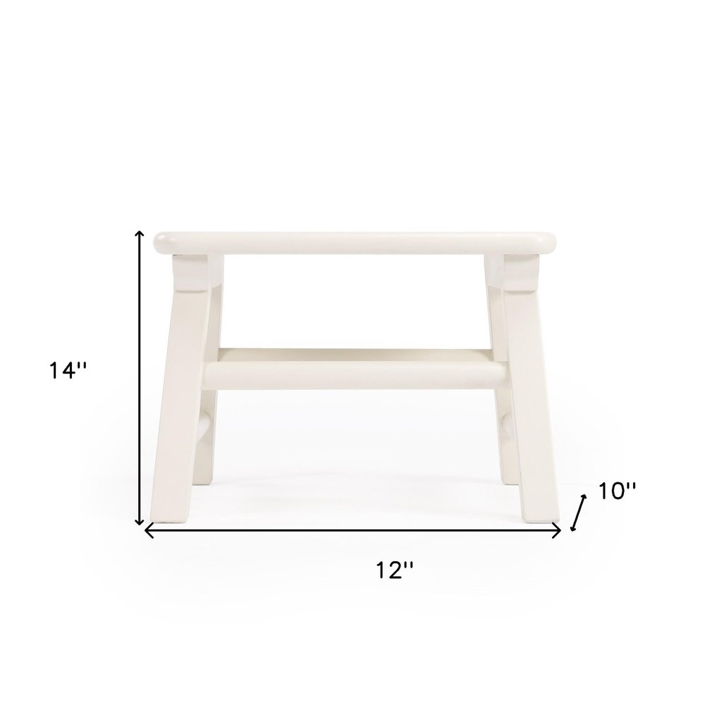 10" White Solid Wood Step Stool