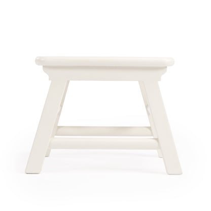 10" White Solid Wood Backless Bar Chair