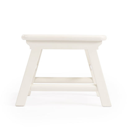 10" White Solid Wood Step Stool