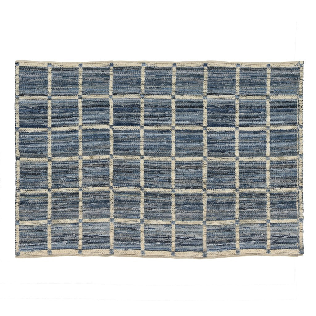 5' X 8' Blue and Gray Area Rug