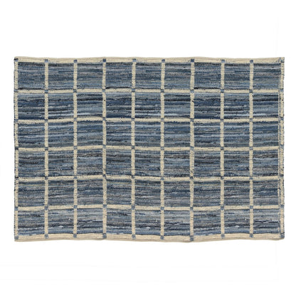 5' X 8' Blue and Gray Area Rug