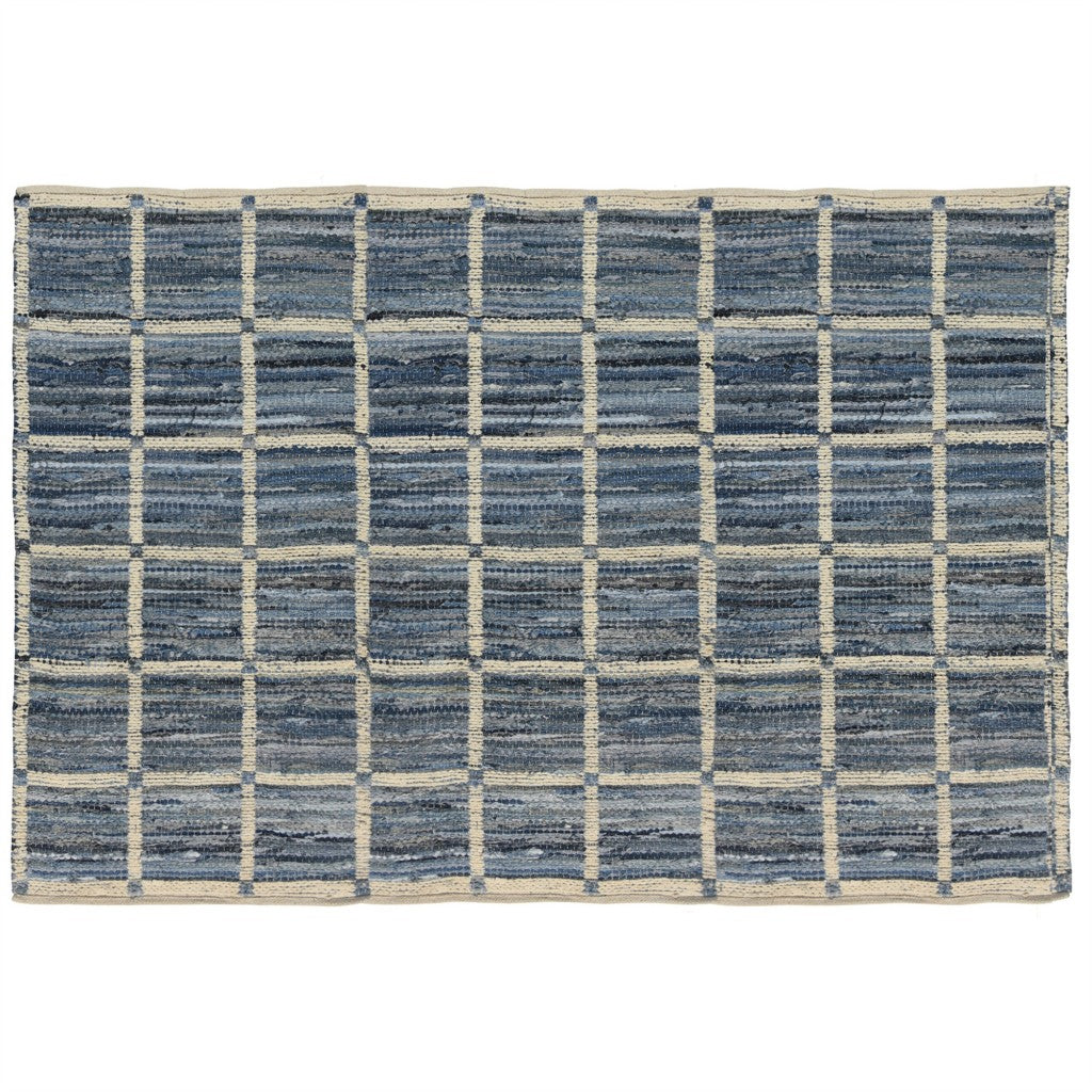 5' X 8' Blue and Gray Area Rug