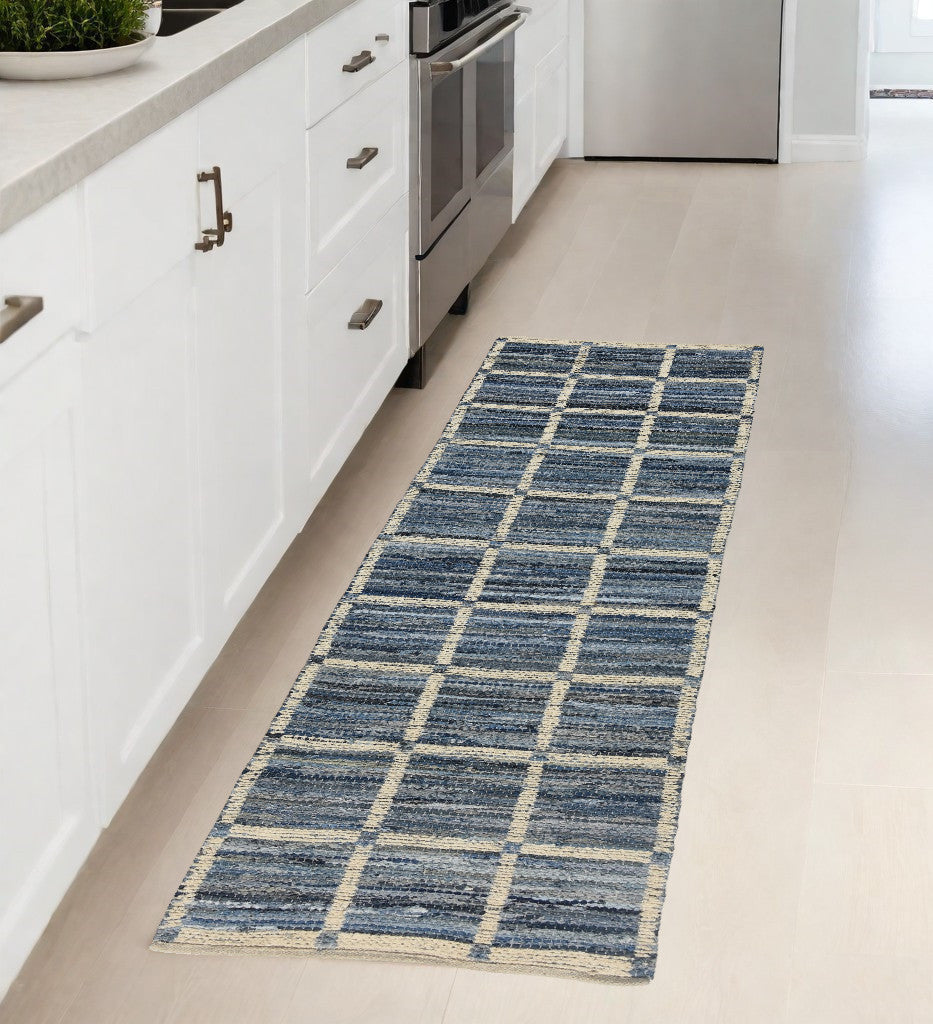 5' X 8' Blue and Gray Area Rug