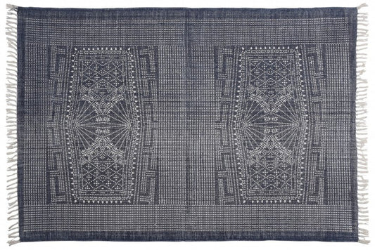 4' X 6' Blue and Ivory Area Rug