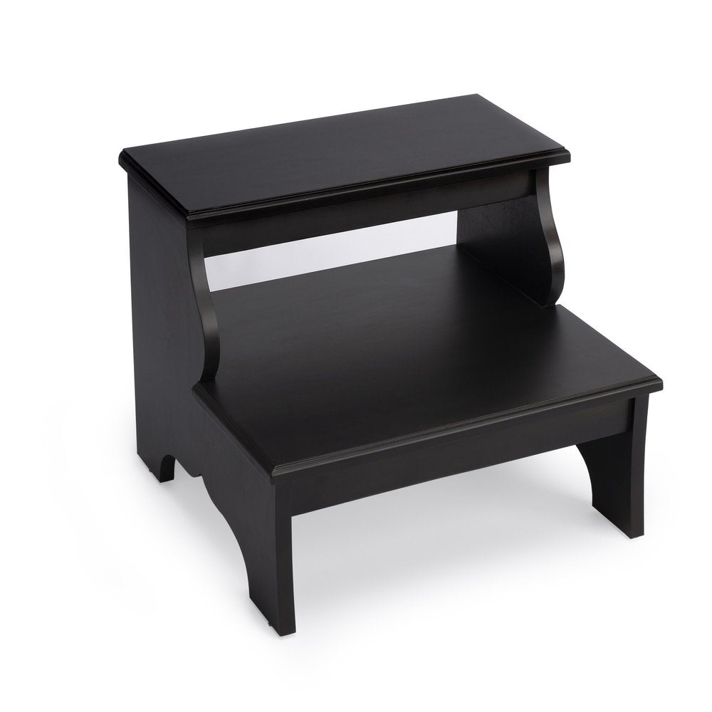 18" Dark Brown Solid and Manufactured Wood Footstool