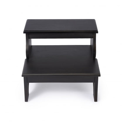 18" Dark Brown Solid and Manufactured Wood Footstool