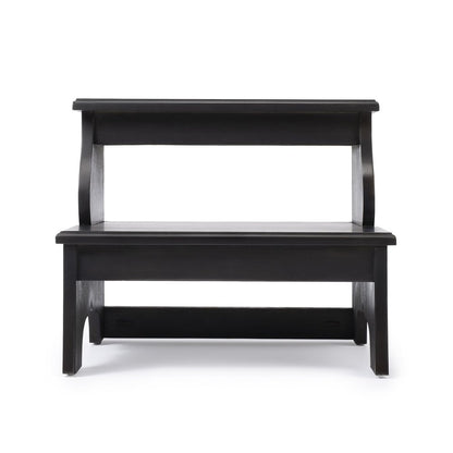 18" Dark Brown Solid and Manufactured Wood Footstool