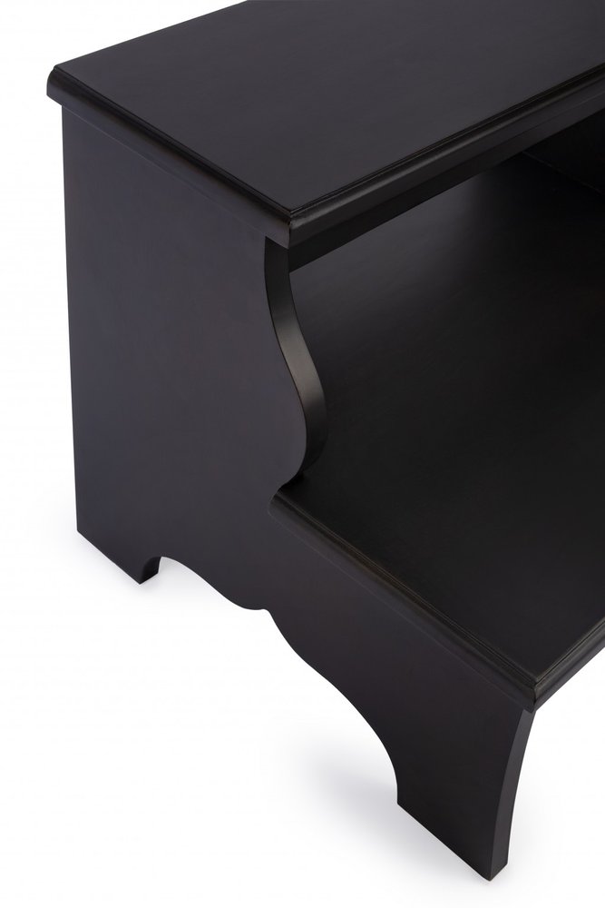 18" Dark Brown Solid and Manufactured Wood Footstool