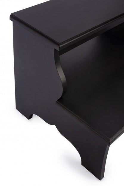 18" Dark Brown Solid and Manufactured Wood Footstool