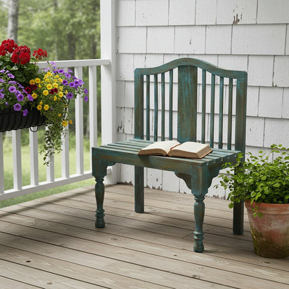 30" Blue Solid Wood Garden Patio Bench