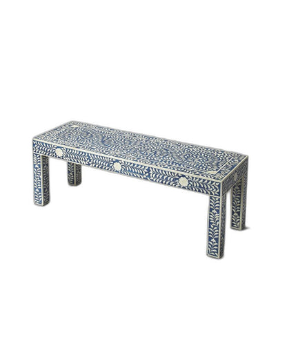 Blue And Ivory Bone Inlay Bench