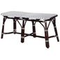 43" White and Dark Brown Rattan and Wicker Bench