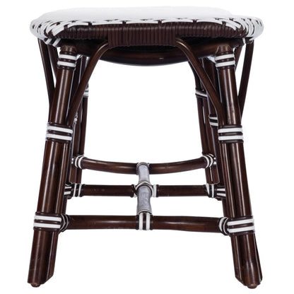 43" White and Dark Brown Rattan and Wicker Bench