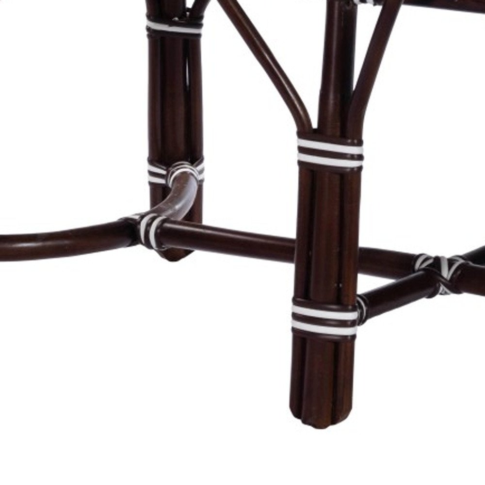 43" White and Dark Brown Rattan and Wicker Bench