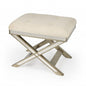 26" Ivory Cotton and Brown Tufted Ottoman