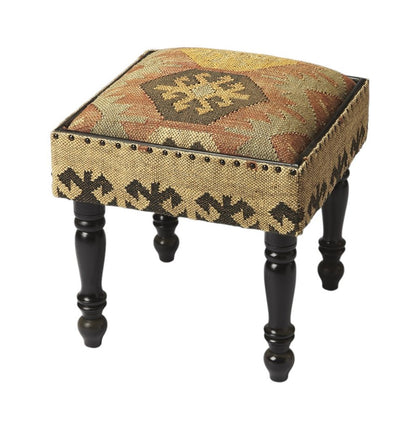 18" Brown Linen Ottoman