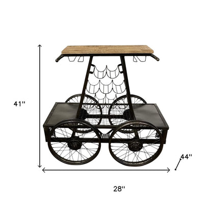 Rustic Black Rail Car Bar Cart