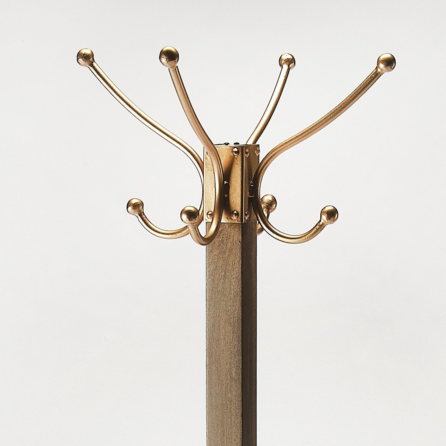 Logan Square Wood & Antique Gold Coat Rack Tree