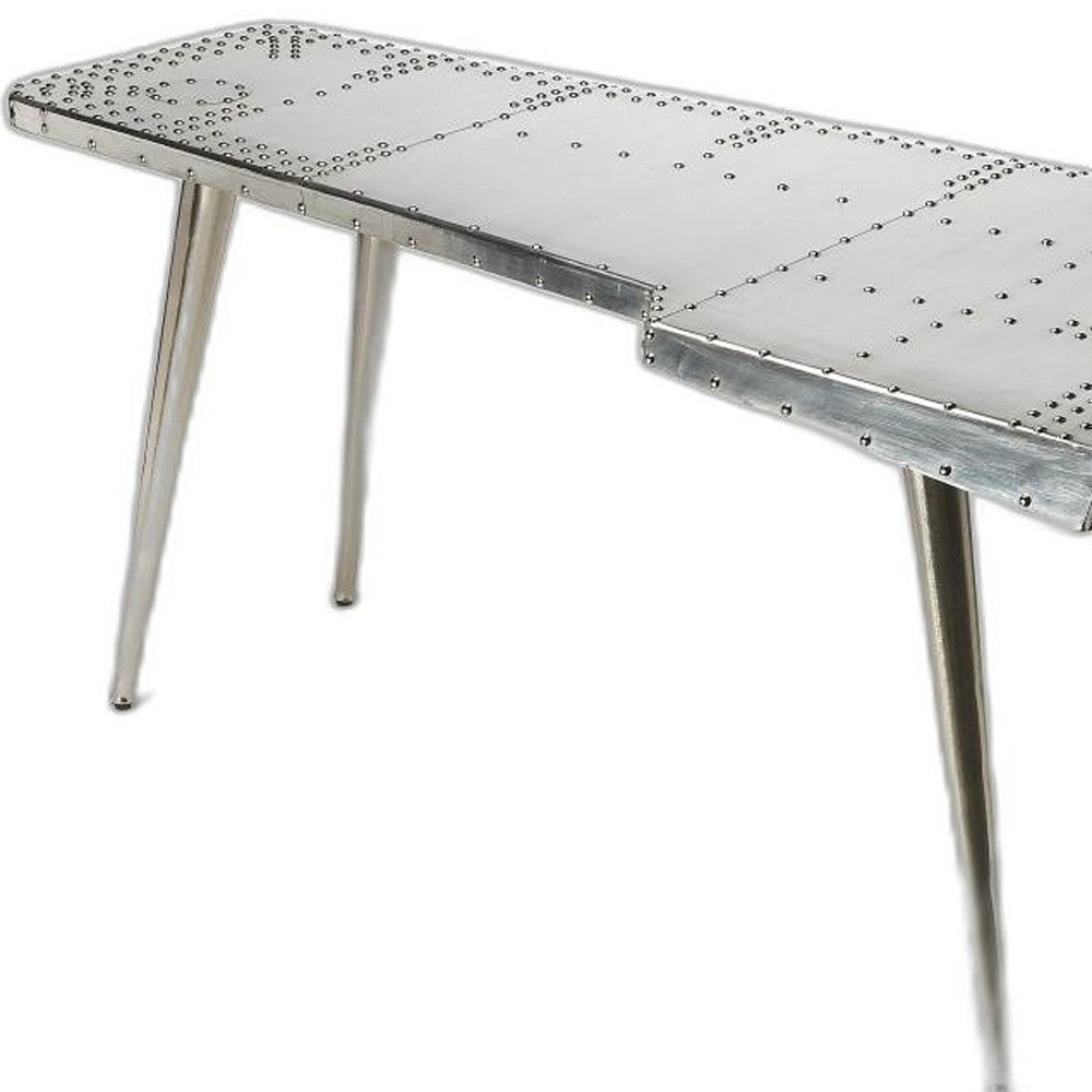 68" Silver Metal Writing Desk