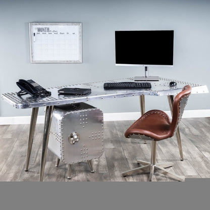 68" Silver Metal Writing Desk
