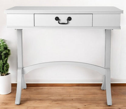 Acacia And Pinewood White Writing Desk