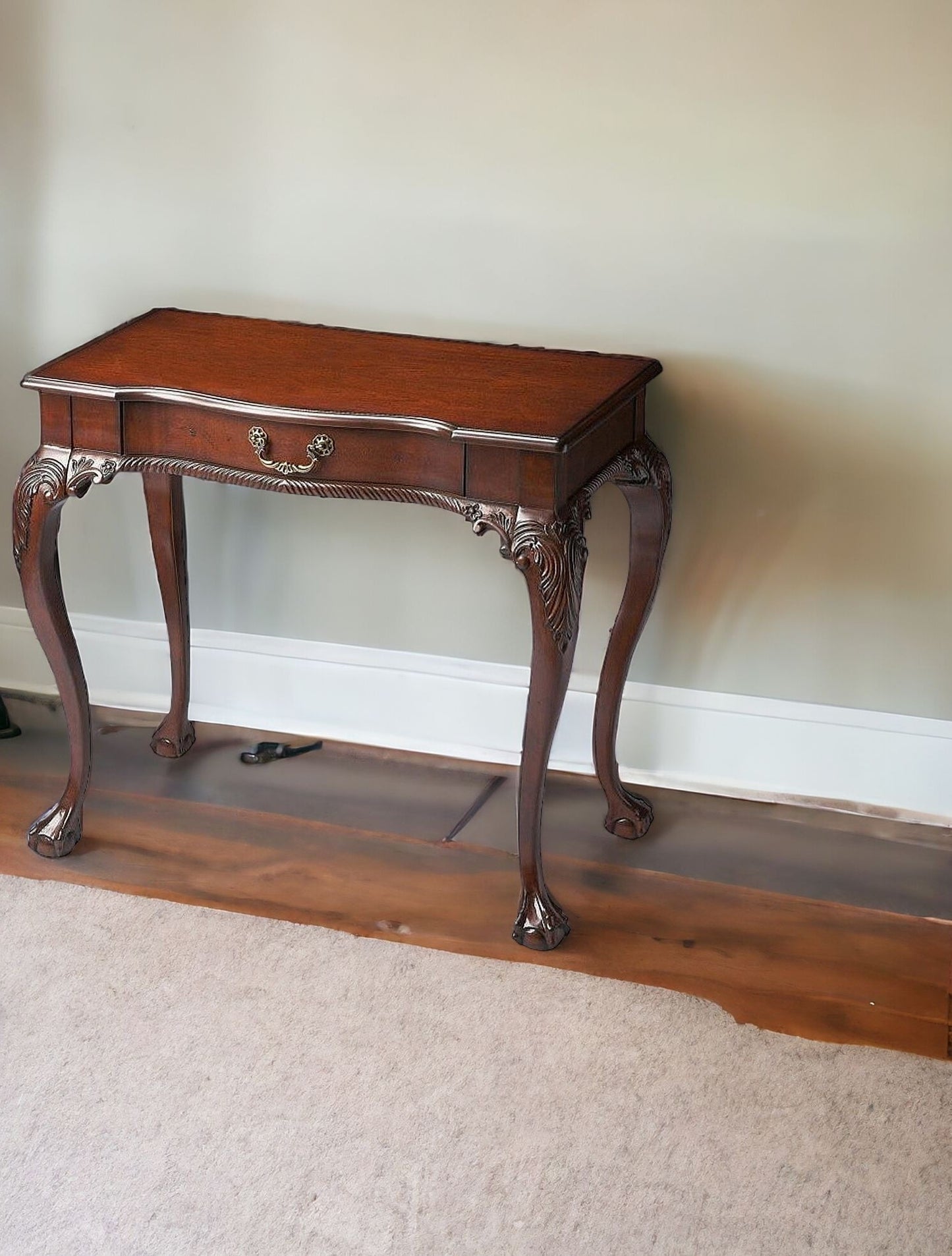 35" Dark Brown Rubberwood Solid Manufactured Wood Writing Desk