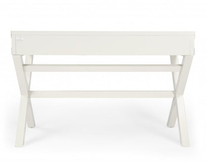 46" White Solid Wood Writing Desk With Three Drawers