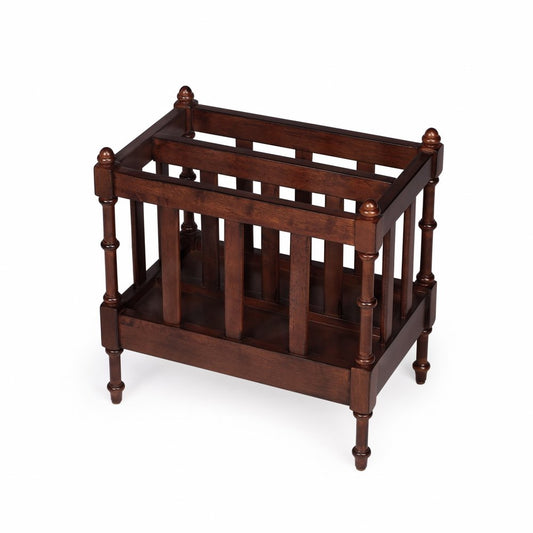 17" Brown Solid Wood Magazine Holder