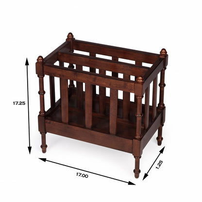 17" Brown Solid Wood Magazine Holder