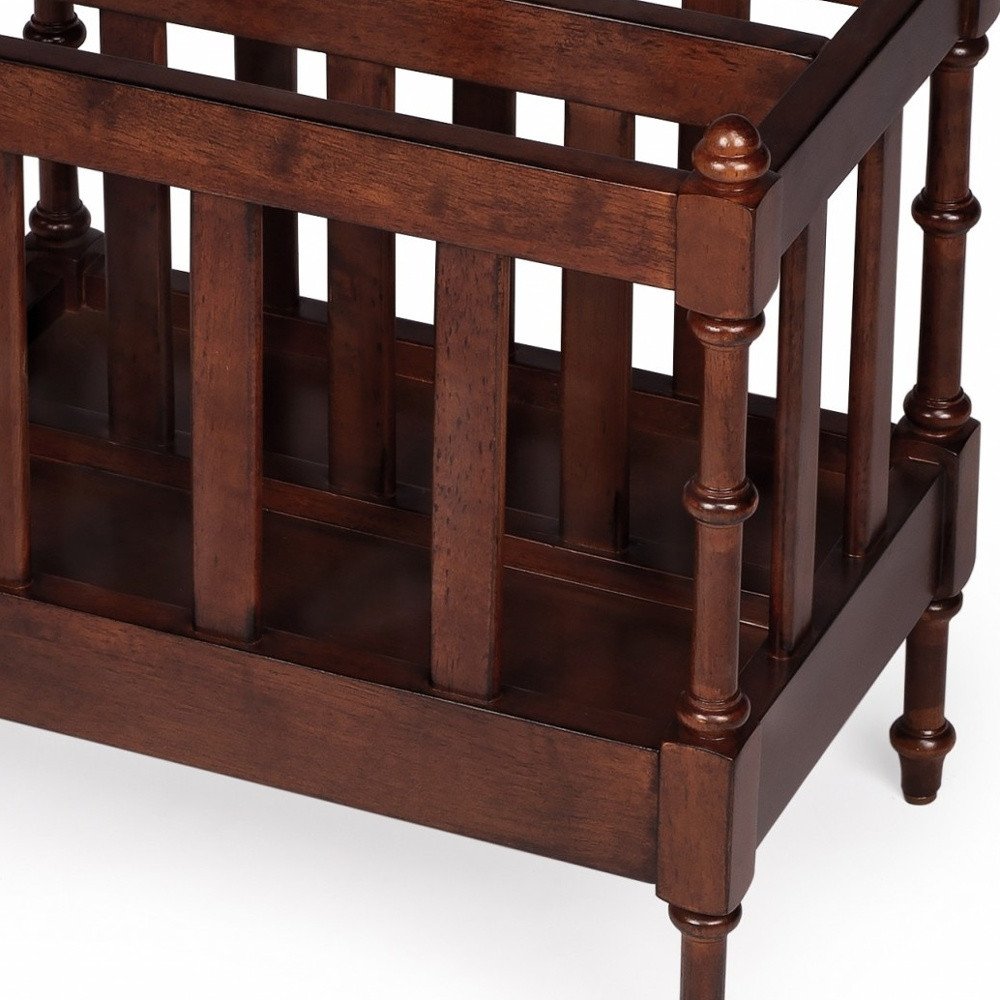 17" Brown Solid Wood Magazine Holder