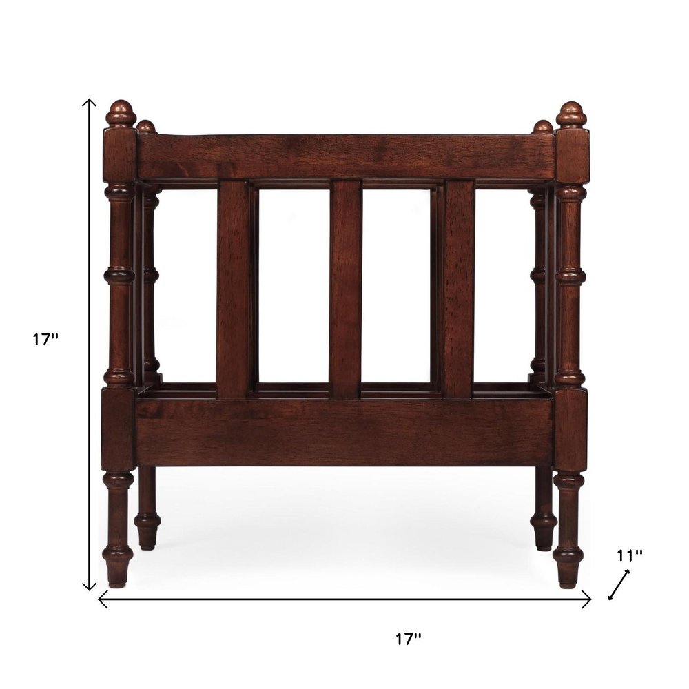 17" Brown Solid Wood Magazine Holder