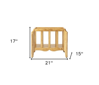 21" Natural Solid Wood Magazine Holder