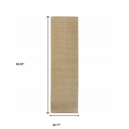 8' Beige Indoor Outdoor Runner Rug