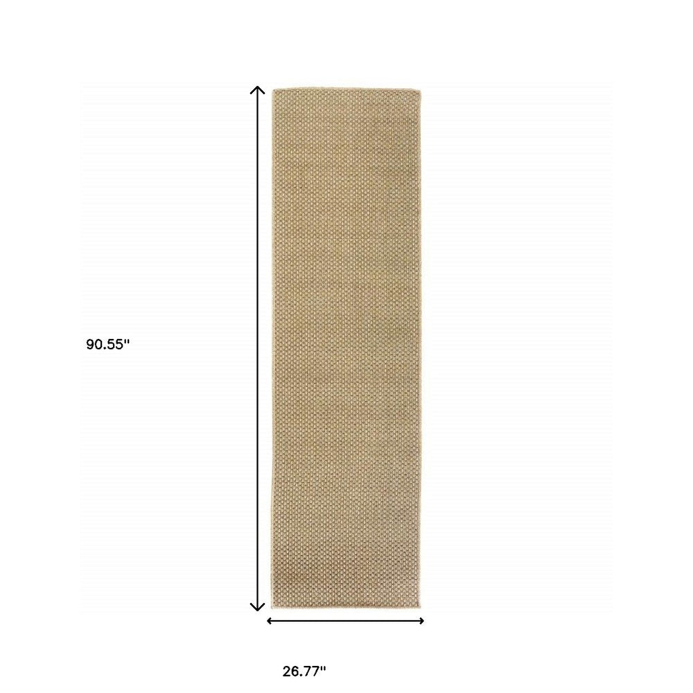 8' Beige Indoor Outdoor Runner Rug