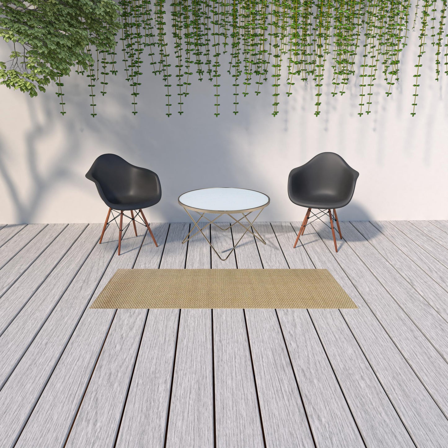 2' X 8' Beige Indoor Outdoor Area Rug