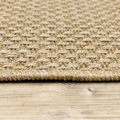 8' Beige Indoor Outdoor Runner Rug