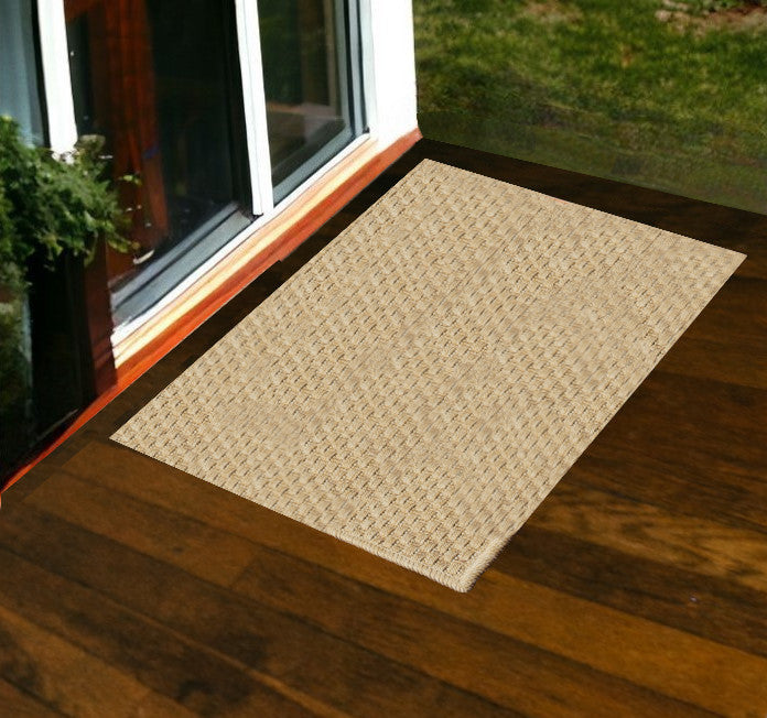 2' X 8' Beige Indoor Outdoor Area Rug