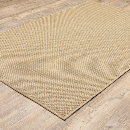 2' X 4' Beige Chevron Indoor Outdoor Area Rug