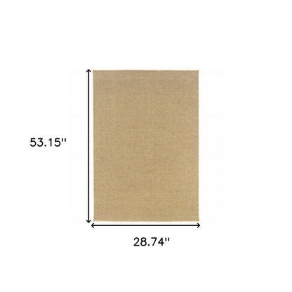 2' X 4' Beige Chevron Indoor Outdoor Area Rug