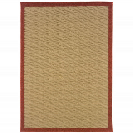8' X 13' Beige Indoor Outdoor Area Rug