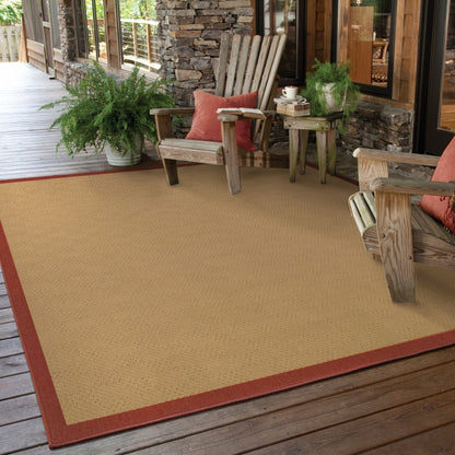 8' X 13' Beige Indoor Outdoor Area Rug