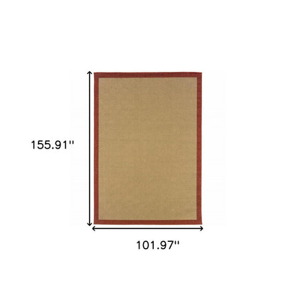 8' X 13' Beige Indoor Outdoor Area Rug