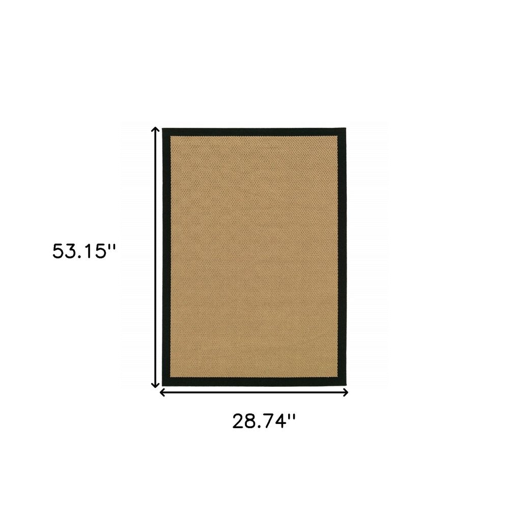 5' X 8' Beige And Black Indoor Outdoor Area Rug