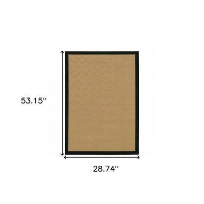 5' X 8' Beige And Black Indoor Outdoor Area Rug