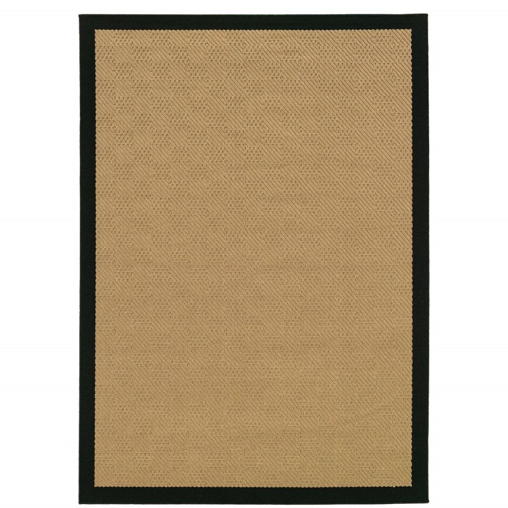 5' X 8' Beige And Black Indoor Outdoor Area Rug